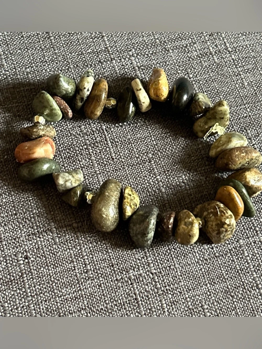 Natural Riverstone & Silver Stretch Bracelet